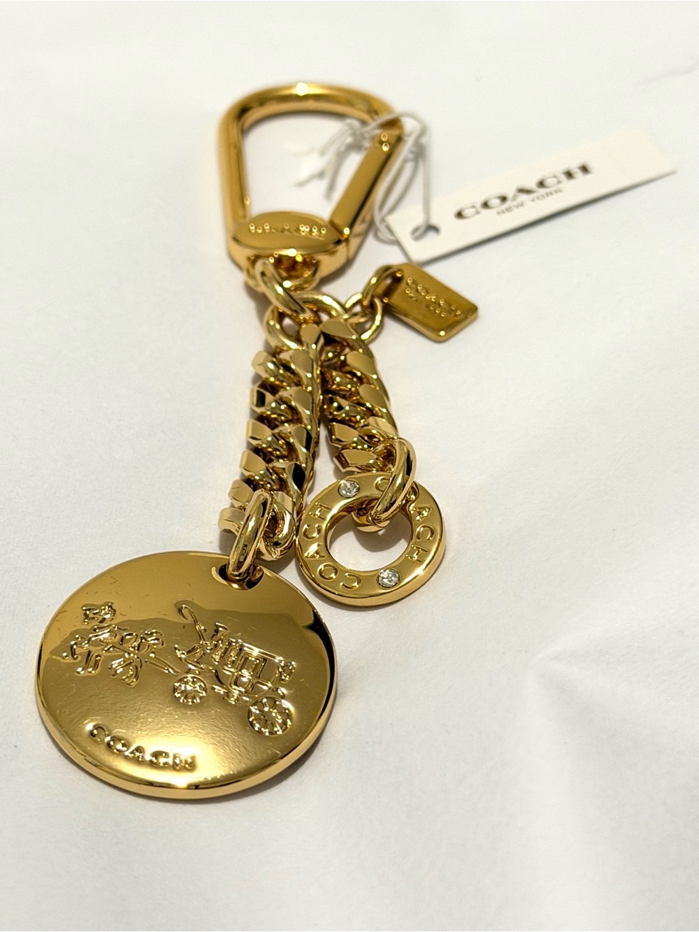 Coach Gold-Tone Coach Carriage Charm Key & Card Holder Accent